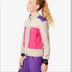 Figs scrub Sherpa jacket oatmeal